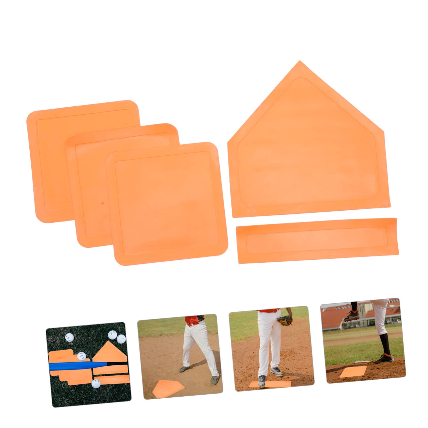 VANZACK 1 Set Durable Rubber Baseball Base Non Slip Kickball Softball Plates for Play Portable Thrown Down Bases for School Backyard Park