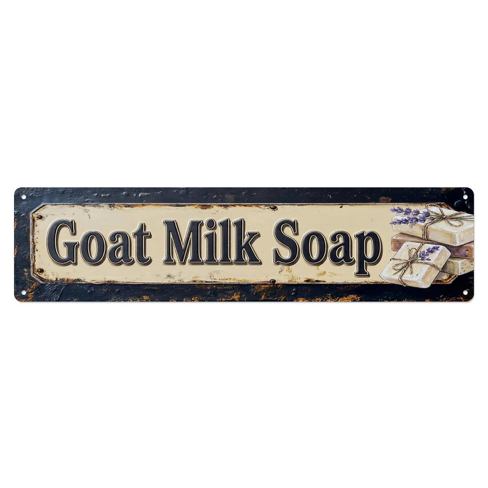 Vintage Goat Milk Soap Creamy Farmhouse Metal Tin Sign