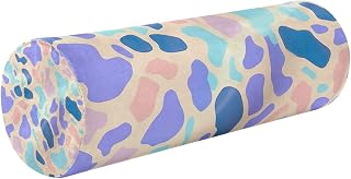 xigua Colorful Leopard Neck Roll Pillow for Neck Relief with Removable Washable Cover - Memory Foam Round Cylinder Bolster, Ergonomically Designed for Head, Neck, Back, and Legs