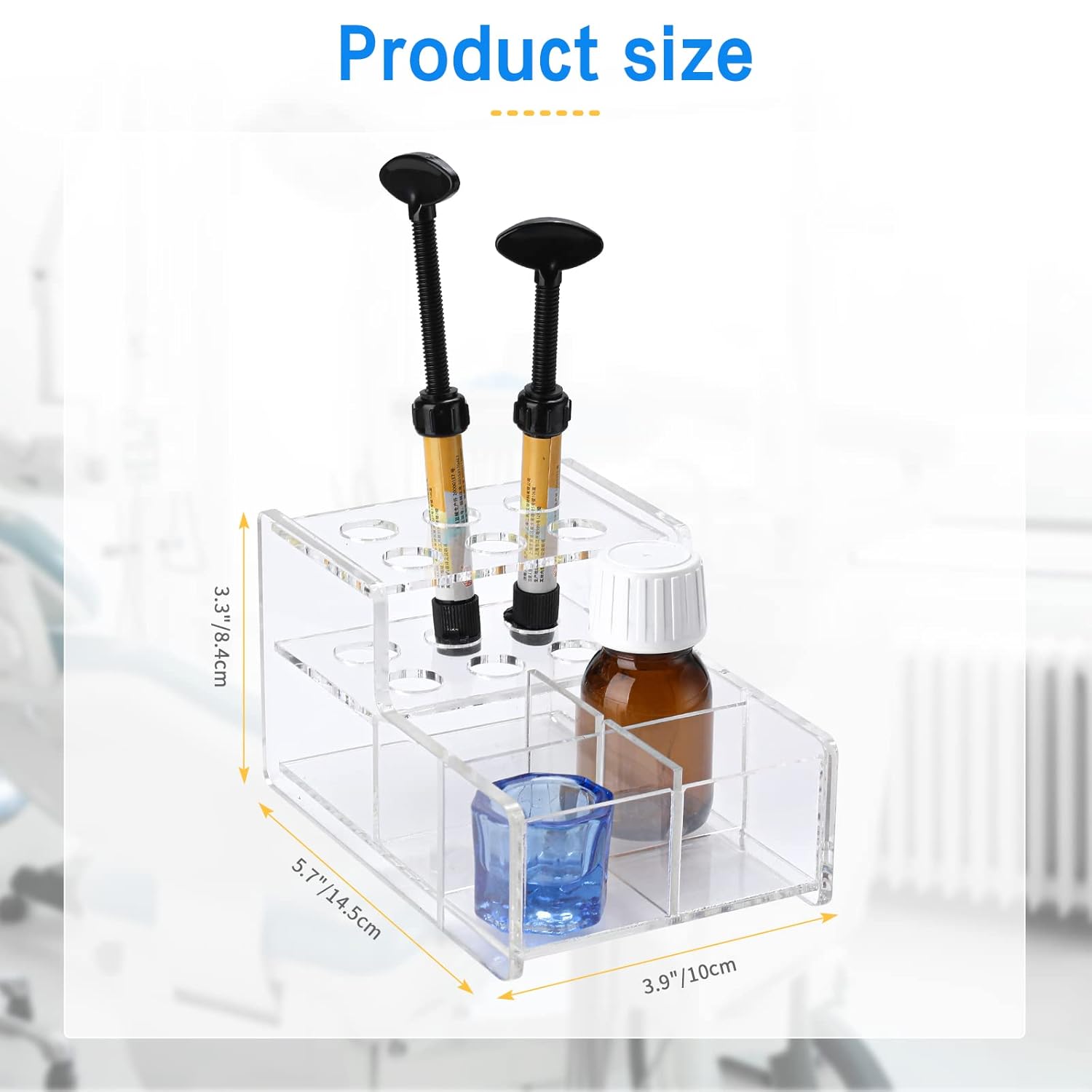 Dental Composite Organizer - Multi-Function Acrylic Organizer for Resin Adhesive Syringes Dental Instrument Holder