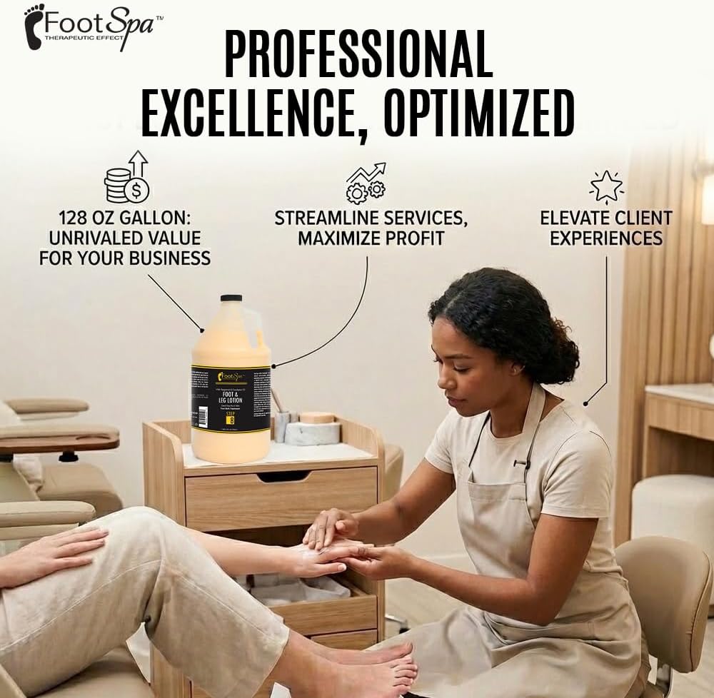 Foot SPA - Healing Therapy Massage Lotion,128 Oz - with Peppermint and Eucalyptus - Professional Pedicure, Body and Hot Oil Manicure, Infused with Natural Oils and Vitamins - Bulk, Refill Gallon