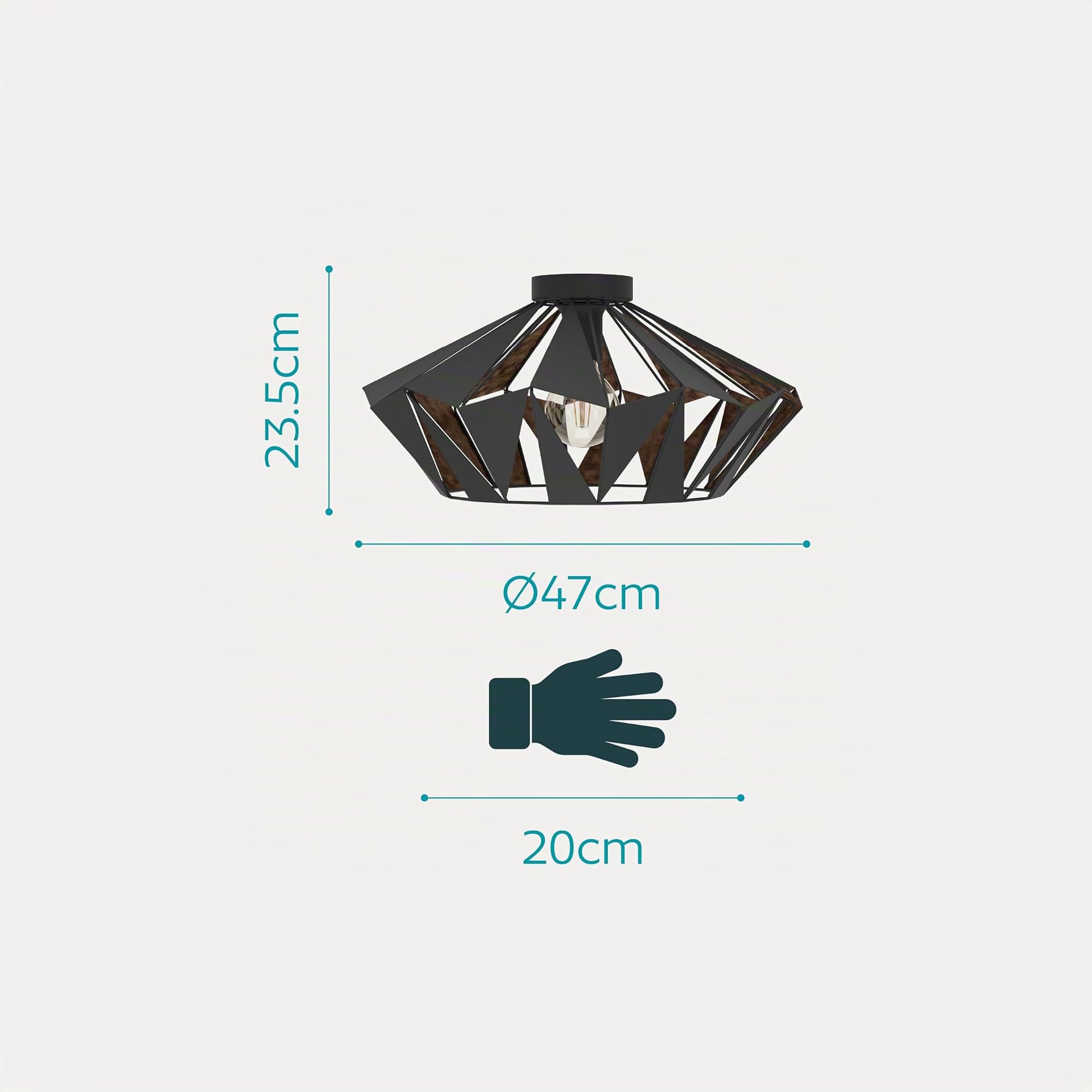Eglo Luminaire plafonnier Carlton 6, lustre au style vintage, industriel et | rétro en acier noir et cuivre, lampe de plafond pour salon, cuisine et couloir, douille E27