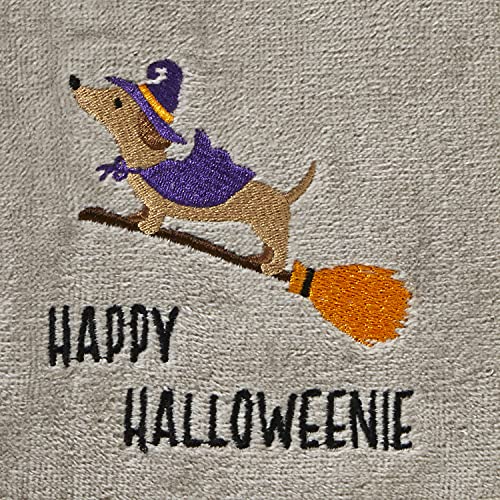 SKL Home Halloween Happy Halloweenie Hand Towel 2pc Set for Bath/Kitchen/Bar & Gift, Gray