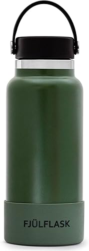 Miniatura 1 de FJULflask - Botella de agua aislada al vacío de 32 onzas, taza térmica de acero inoxidable, tapa de boca ancha, tapa de rosca y tapa de rosca, la