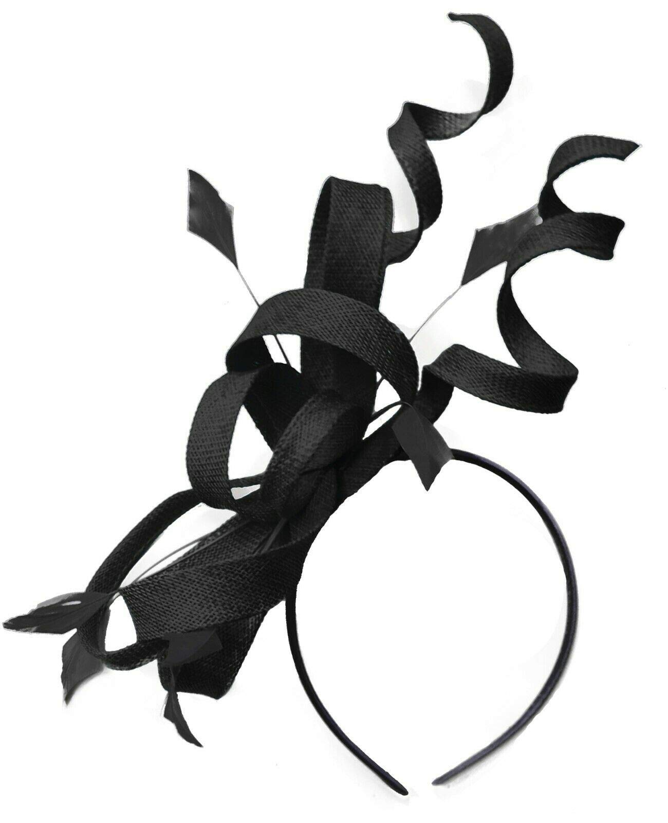 CapriliteSinamay Headband Swirl Fascinator For Women Wedding Ascot Races (Black)