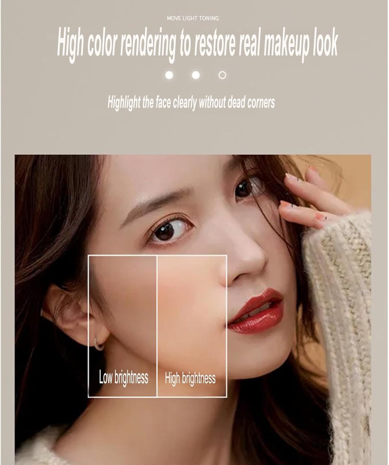 バスルームLEDミラー50CM、照明付きバスルームミラー、半円形湾曲LEDバスルームミラー50CM、バスルームウォールミラー、スマー