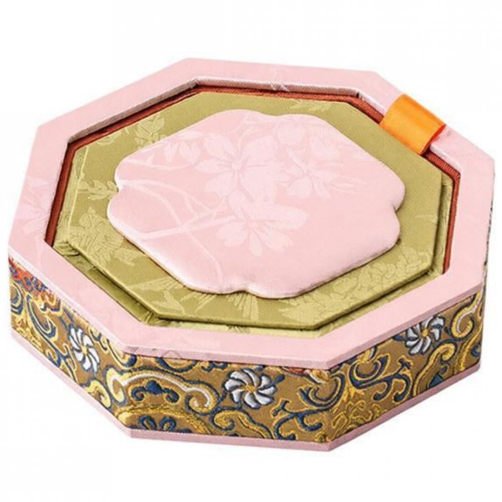 Baokuan Chinese Jewelry Tray Organizer, Octagonal Jacquard Storage Box for Rings Earrings, Vintage Desk Display Holder