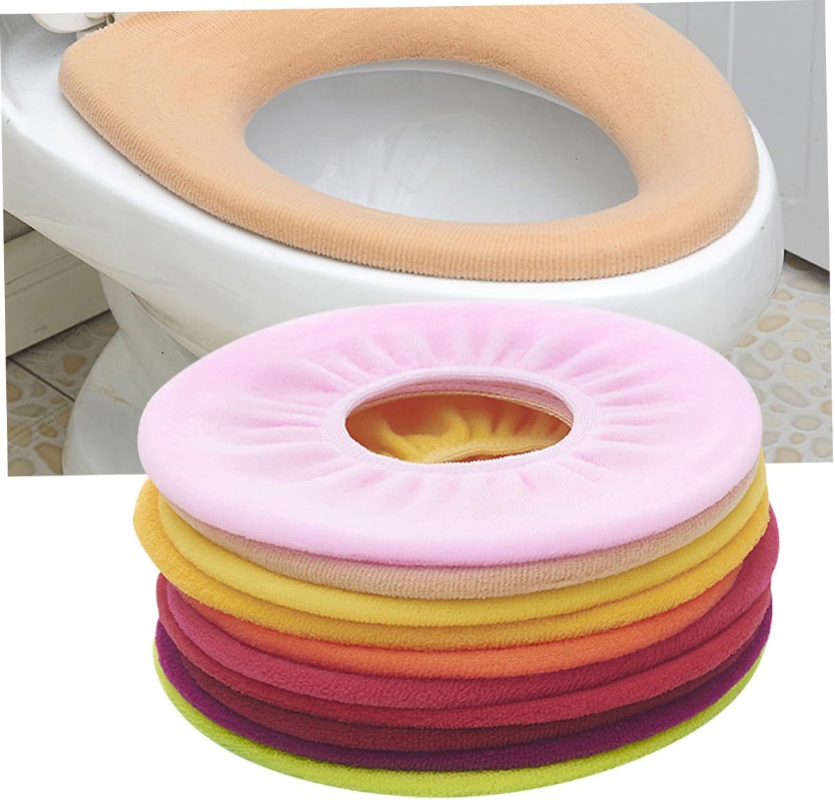10-Piece Colorful O-Shaped Toilet Seat Covers Non-Slip Design for Bathroom Use Universal Fit Toilet Seat Pads Random Color