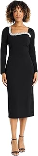 Womens One-Shoulder Midi Dress with Curved Neckline