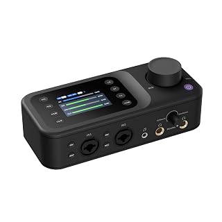 NearStream AMIX40U Audio Interface & Mixer for PC and Smartphone, 10-Channel, Dual XLR/6.35mm Inputs, 48V Phantom Power, Dual Monitoring, 2-Inch LCD, Bluetooth/AUX/USB, for Podcasting, Streaming,Music