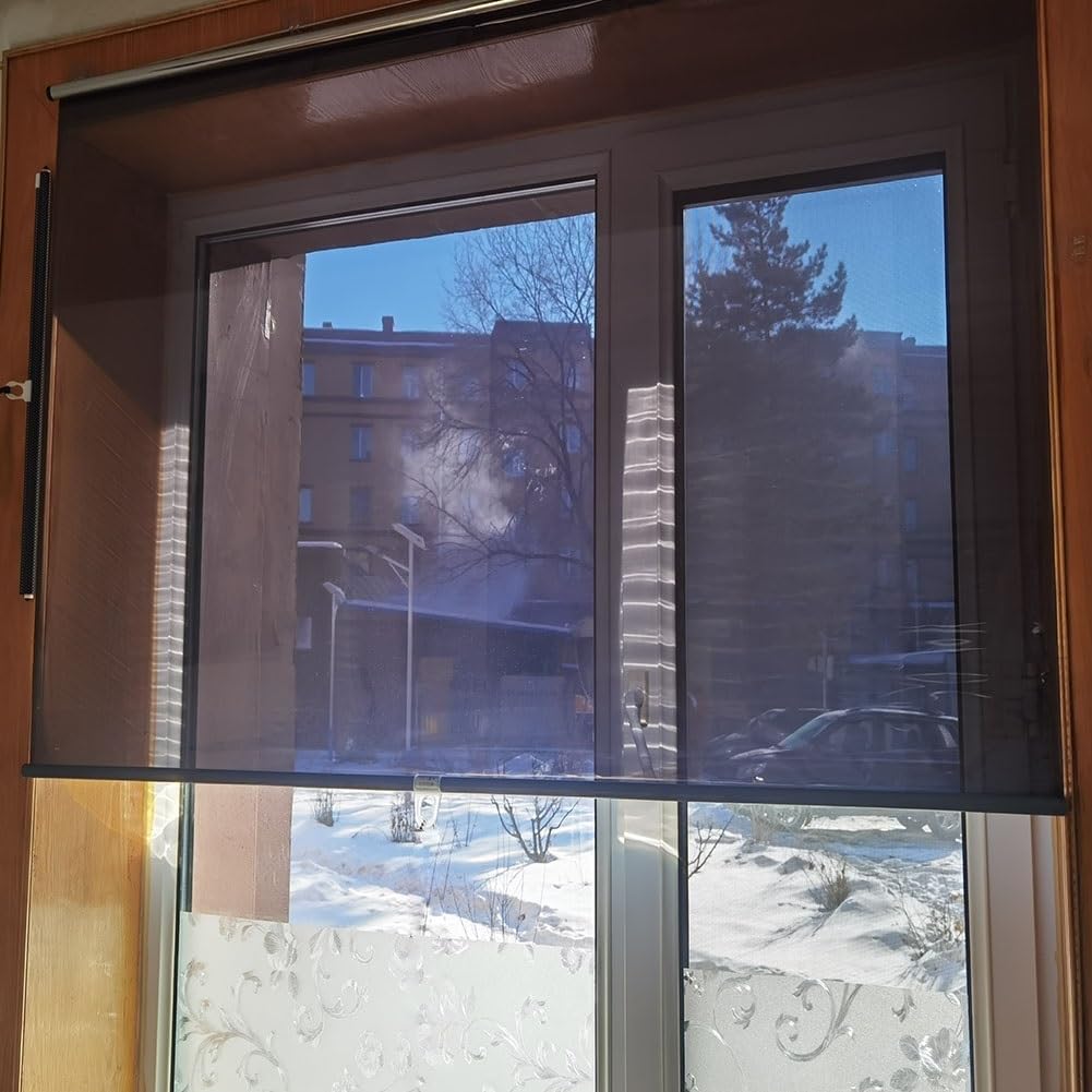 One-Way Privacy Shade Daytime Roller Blinds See Through Mirrored Thermal Insulation No Drill Window Cover for Office Bathroom Patio Wide 60 110 120 130 cm(Blue,W 32xH 150cm)