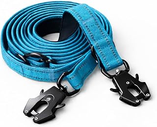 Lina Pet Hundeleine 3m x 2,5 cm, Reflektierend – Verstellbare Doppelleine aus Nylon mit Aluminium-Karabiner, Führleine für große und mittelgroße Hunde
