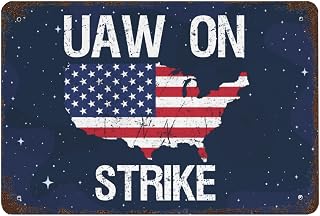 Quirky Metal Sign UAW Metal Sign UAW On Strike UAW Proud Sign Vintage Home Decor For Rustic Farmhouse 30 * 20cm