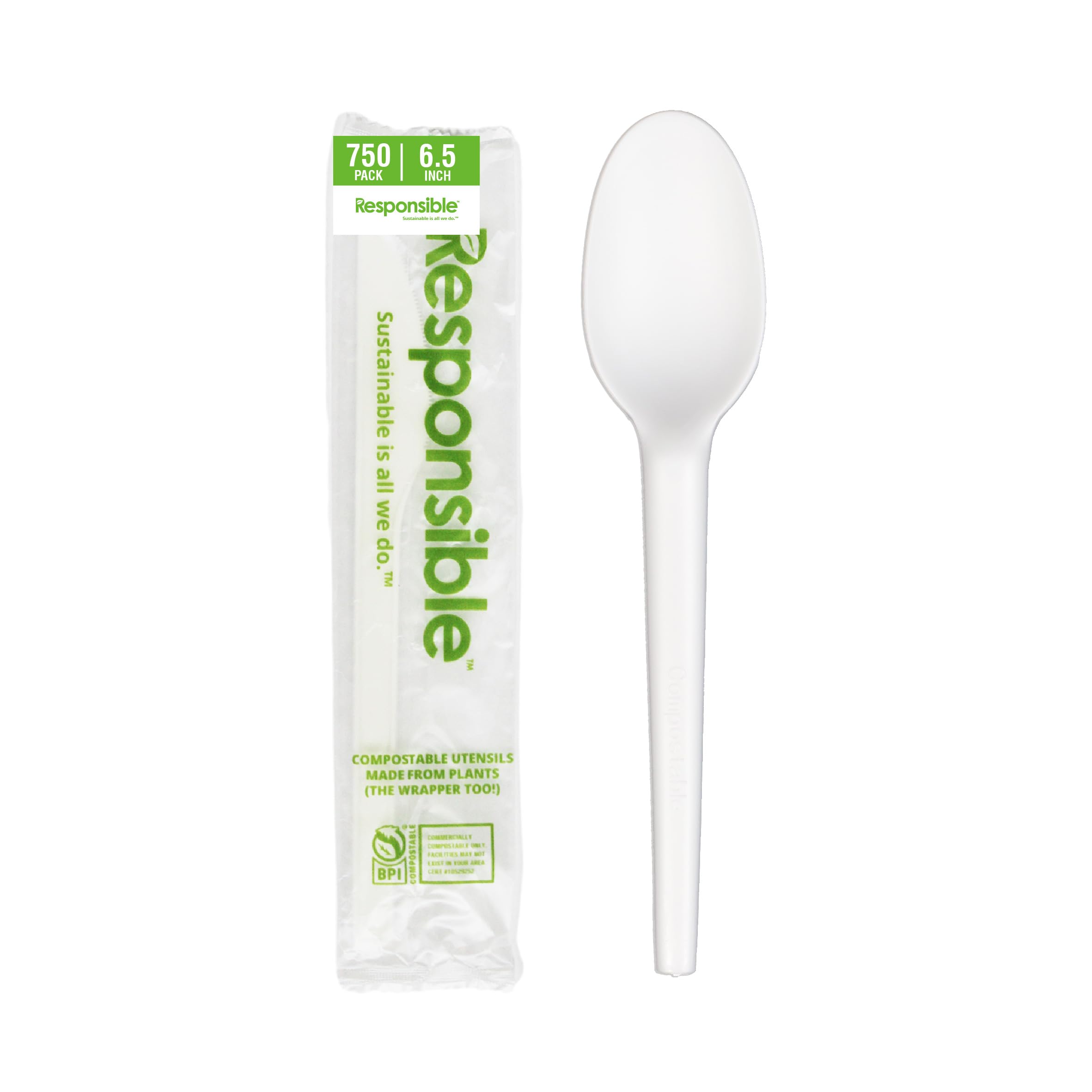 Responsible Products 6.5" Spoons (750 Count) / White / Contemporary Spoons
