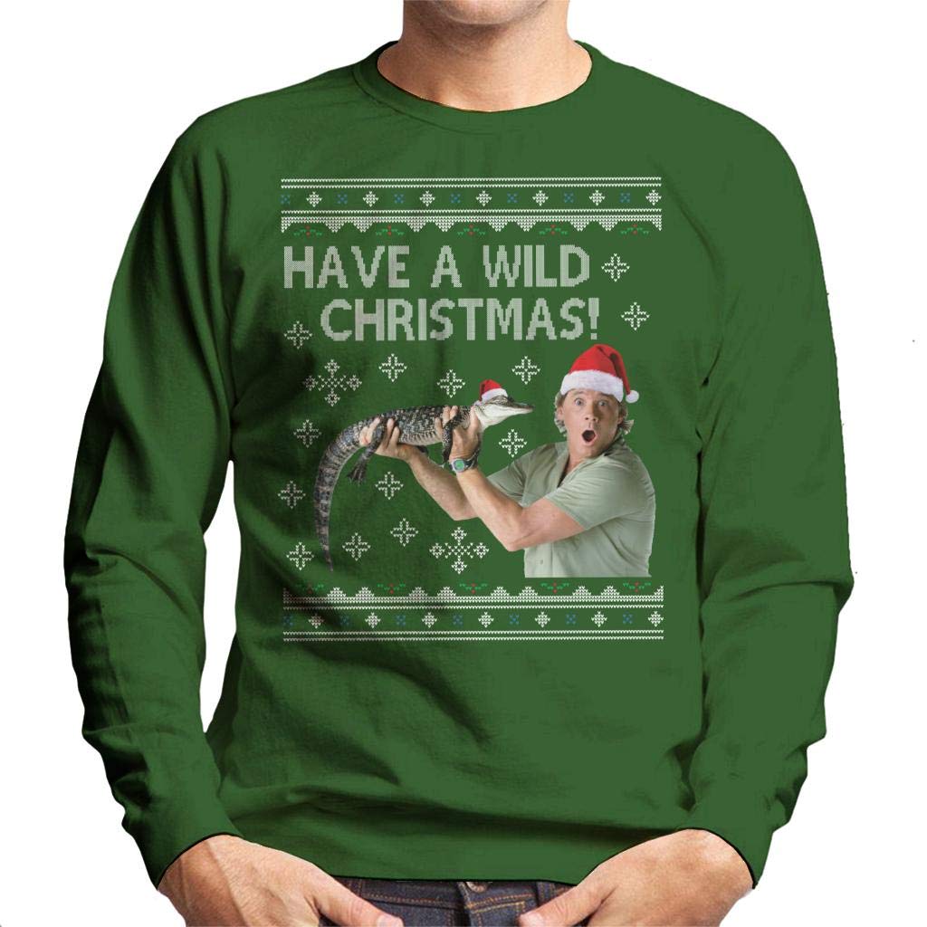 Cloud City 7 Steve Irwin Have A Wild Christmas Men's Sweatshirt Bottle Green