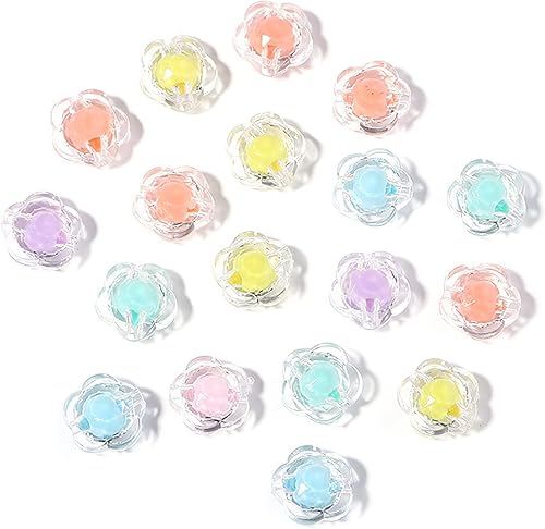 Miniatura 7 de 300 cuentas de flores transparentes para hacer joyas, cuentas de rosas acrílicas para hacer pulseras, dijes de cuentas de vidrio coloridas, collares