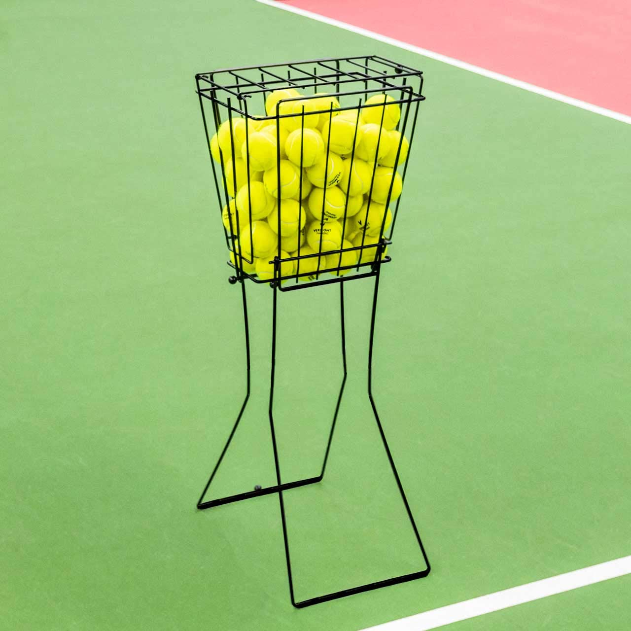 Vermont Cesta de pelota de tenis y tolva [capacidad de 72 pelotas] – Fácil almacenamiento y colección de pelotas de tenis