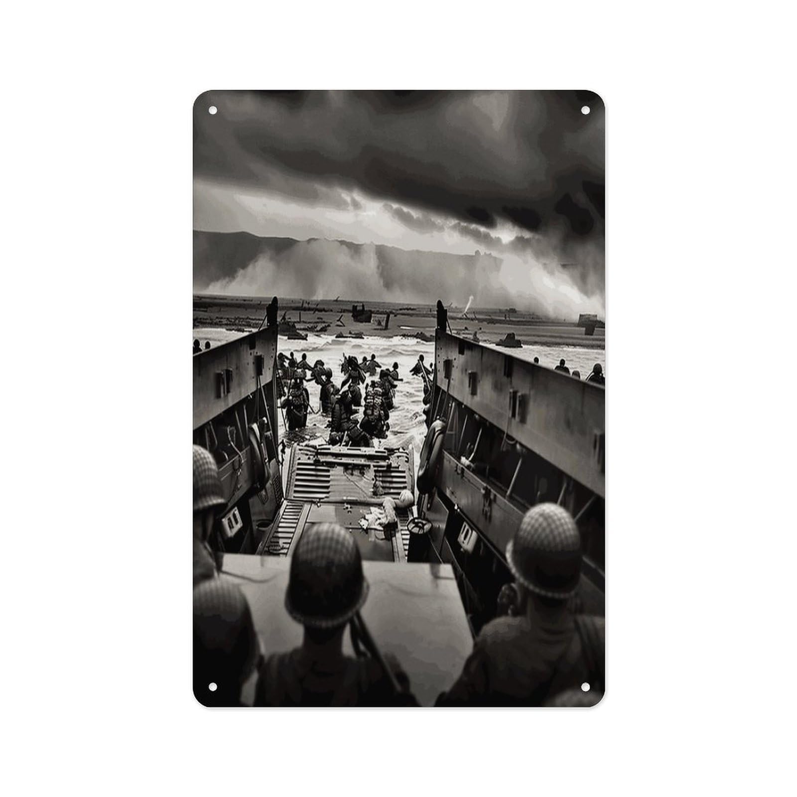 Fekiloot Style Photo Of Normandy Landings Wall Decor Metal Signs Tin Signs Poster