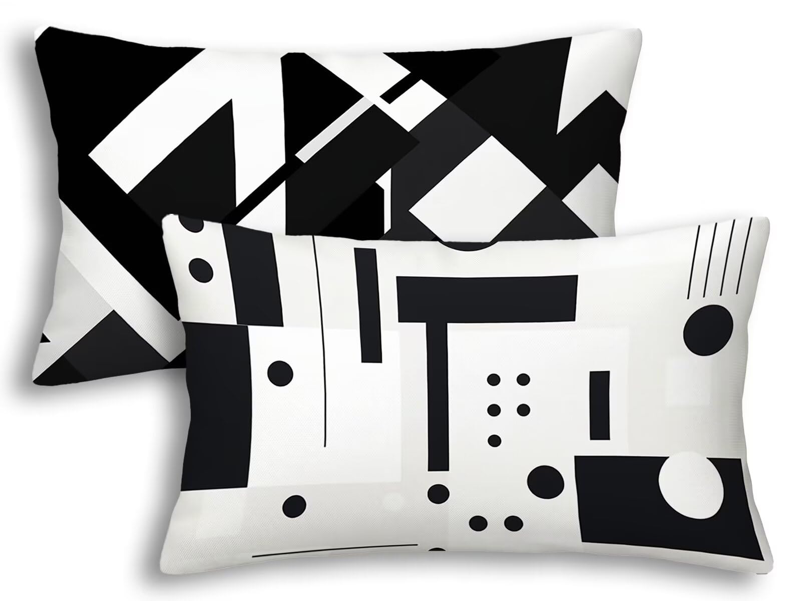 Taie d'oreiller 40x80 noir et blanc lot de 2 pour rénover un canapé défraîchi