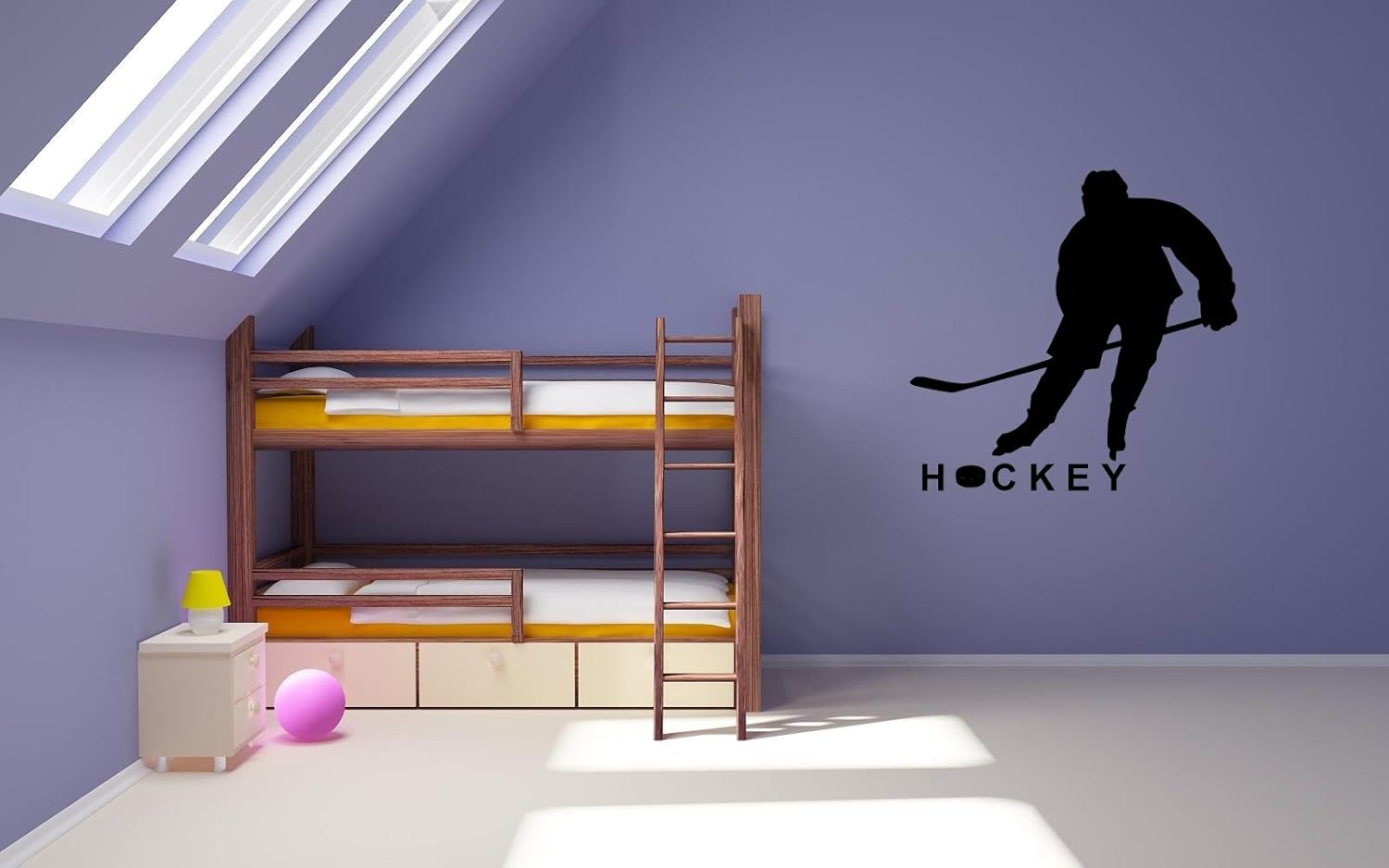 Hockey Vinyl Wall Decal Sticker Art Black (18" X 13