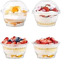 Vista 5 de Lyellfe 100 Pack Dessert Cups with Dome Lids, 5 oz Clear Plastic Cups, Disposable Ice Cream Cups for Take Away Food Dessert Cupcake and Fruit