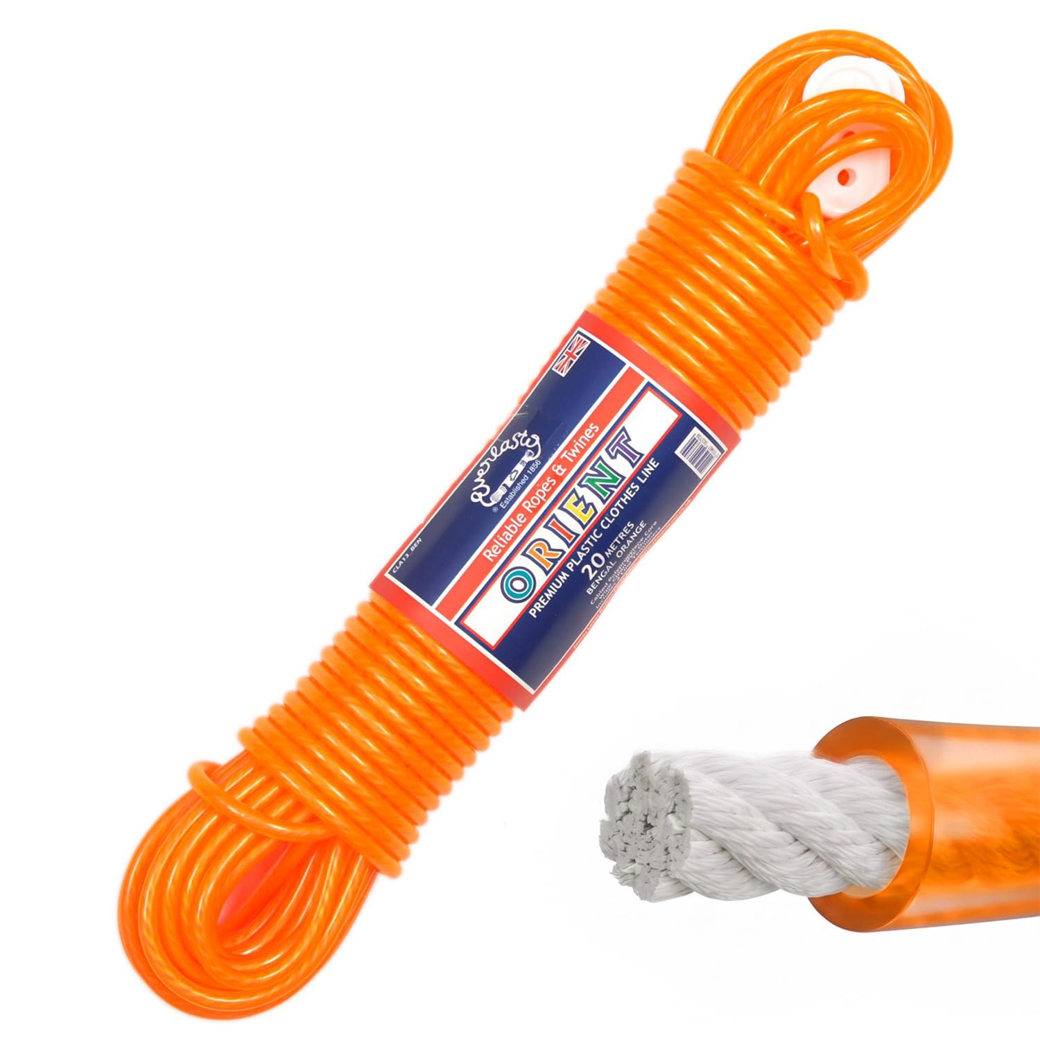 Quality Everlasto 30m 'Orient' PVC Clothes/Washing Line 4.8mm Thick - Orange