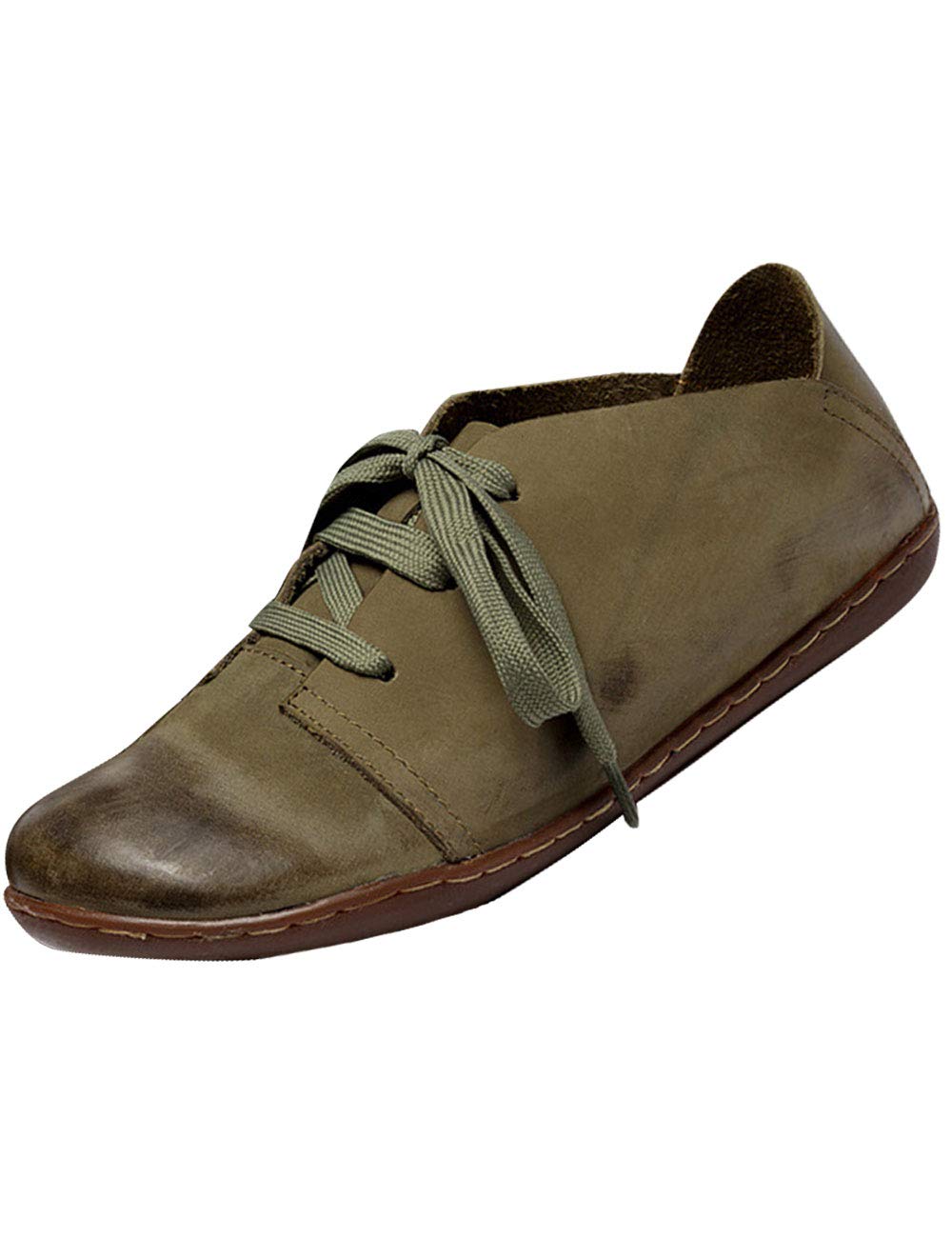 Zapatos planos de cuero contra el cansancio con punta redonda cómoda 4