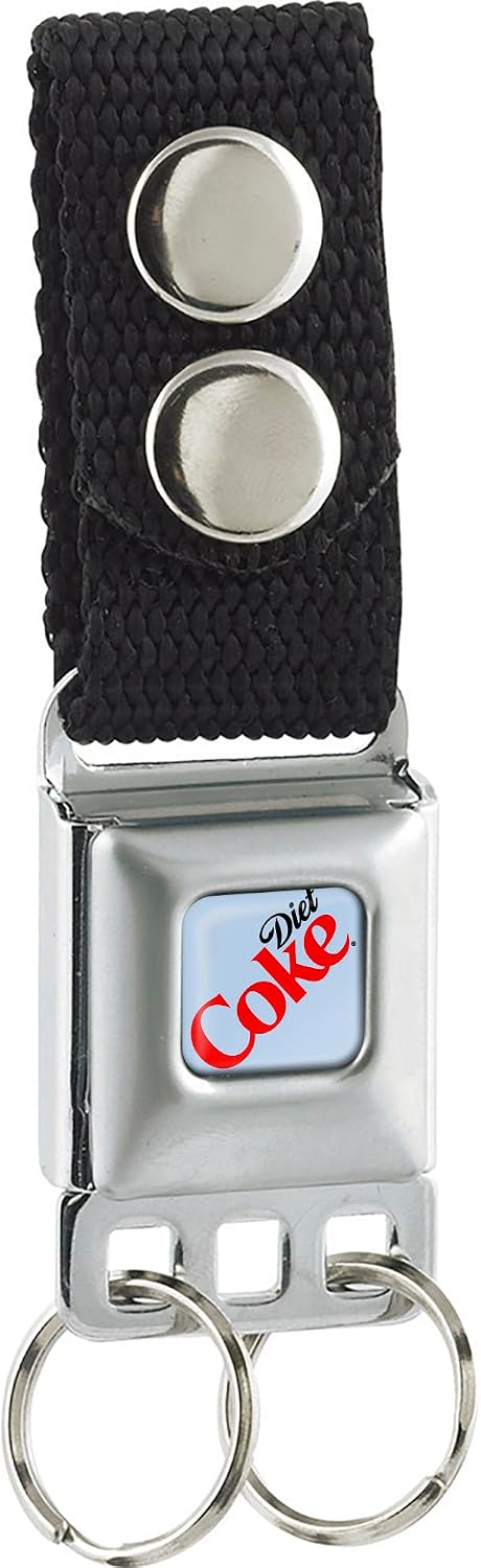 Coca-Cola Keychain, Seatbelt Buckle Keychain, Diet Coke Logo Full Color Gray Black Red