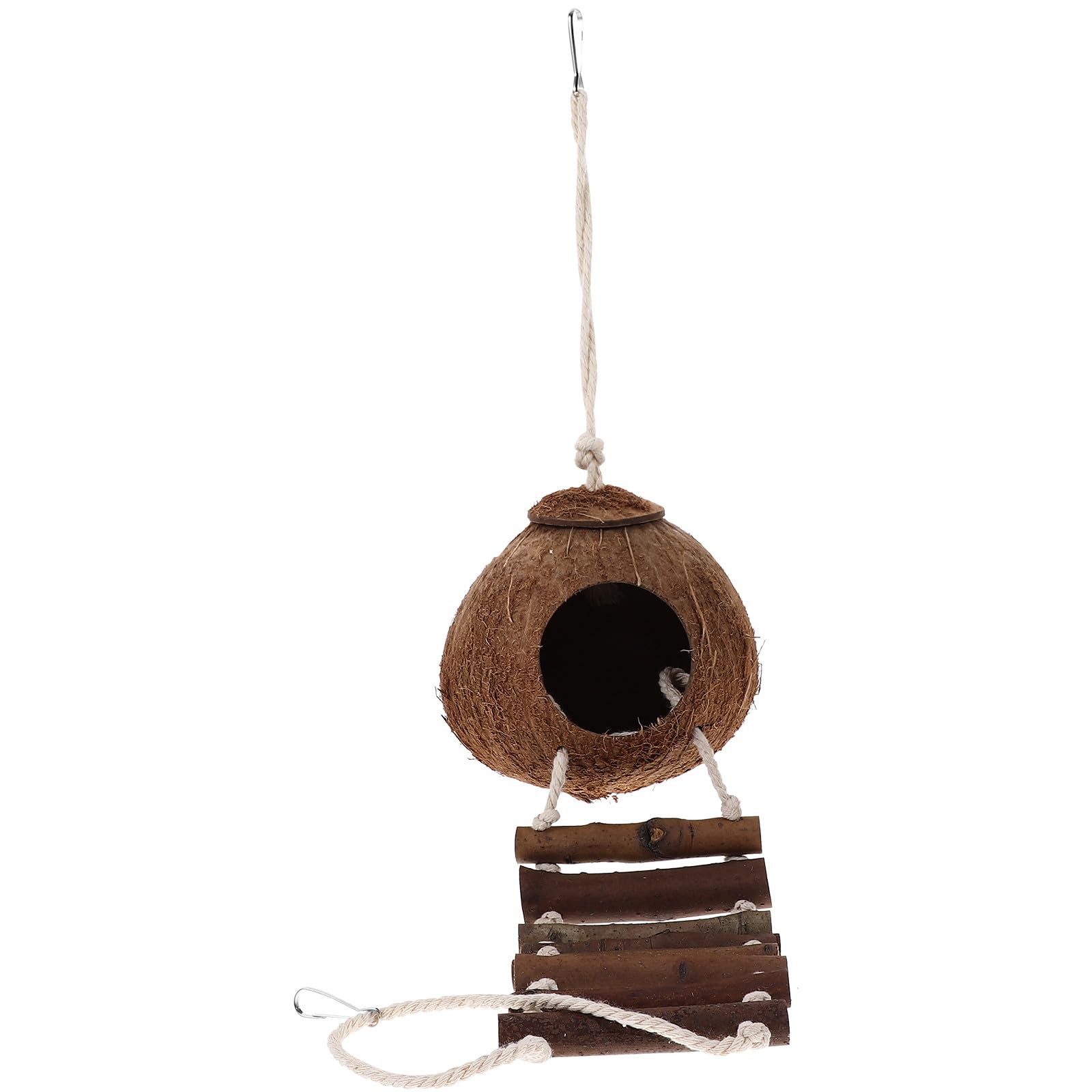 HEMOTON Refugio para Cangrejo Ermitaño de Madera Natural con Escalera, Escondite Rústico para Terrarios, Accesorio Decorativo para Reptiles, Suministros para Hábitat de Crustáceos