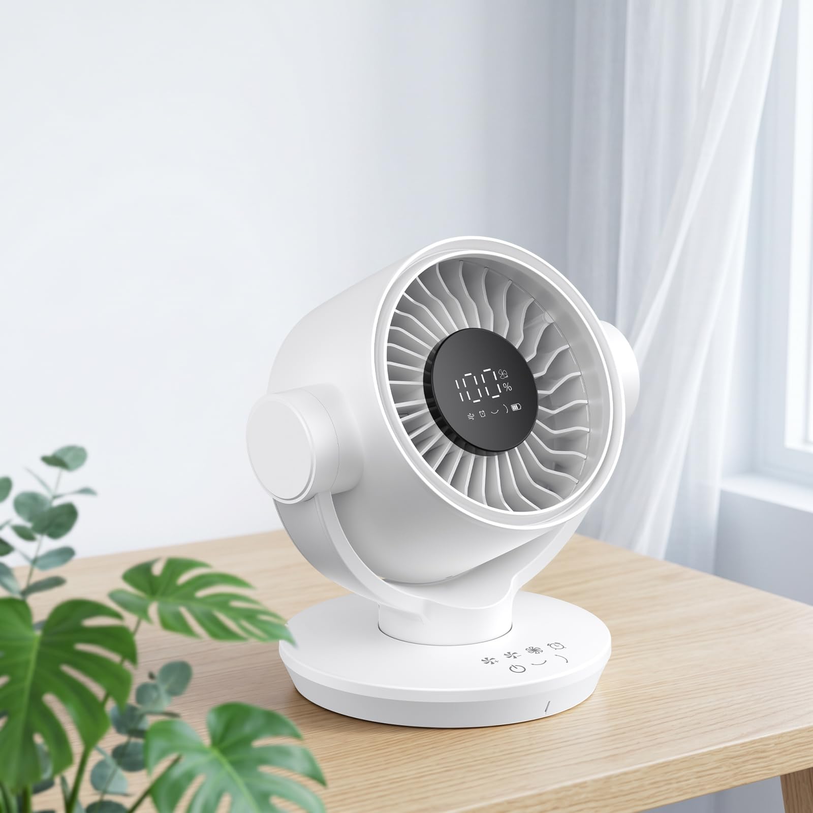 【Amazon.co.jp限定】サーキュレーター 扇風機 卓上 dcモーター 静音 省エネ 3D首振り コンパクト 小型 usb充電式 軽量 6段階風量調節 強力送風 12000mAh大容量 リモコン タイマー付き メモリー機能 6～30畳 換気 空気循環 部屋干し 梅雨対策 衣類乾燥 冷暖房補助 日本語取扱説明書付き プレゼント ホワイト