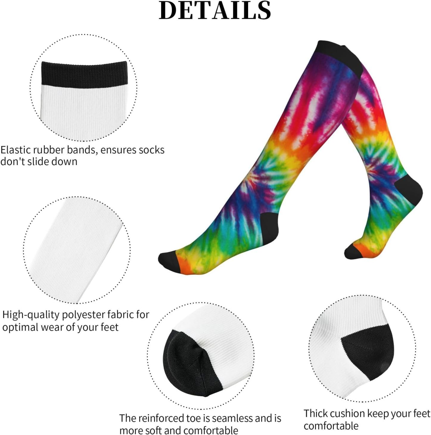 Tie Dye Compression Socks Knee High Support Socks For Women Men Running Athletic Hiking - Image 9