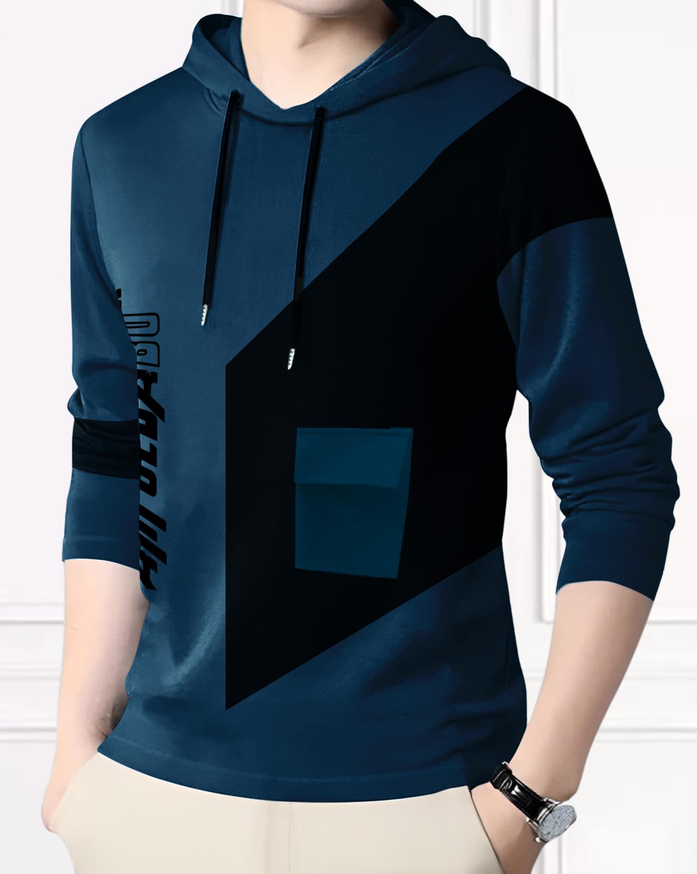 AUSK Men Cotton Blend Regular Hoodies T-Shirt, Teal, XL - Image 3 thumbnail