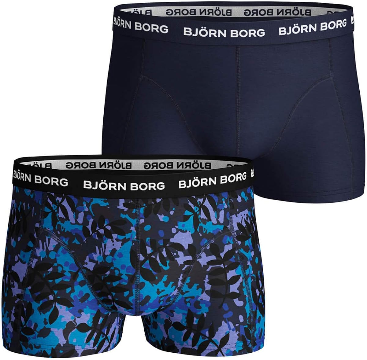 Bjorn Borg 2-Pack LA Leaf Print \u0026 Solid Men's Boxer Trunks, Navy/Blue Large  : Amazon.co.uk: Clothing