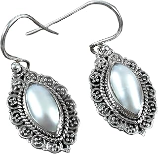 Sterling Silver 925 Dangle Drop Earrings For Women & Girls Natural Pearl Dangle Earrings Hypoallergenic Dangle Drop Earrings Christmas Gift