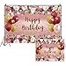 Yeele 10x6.5ft Floral Happy Birthday Backdrop Burgundy Flowers Rose Gold Glitter Balloons Photo Background Women Lady 30th 40th 50th Milestone Anniversary Birthday Party Banne Photo Booth Props