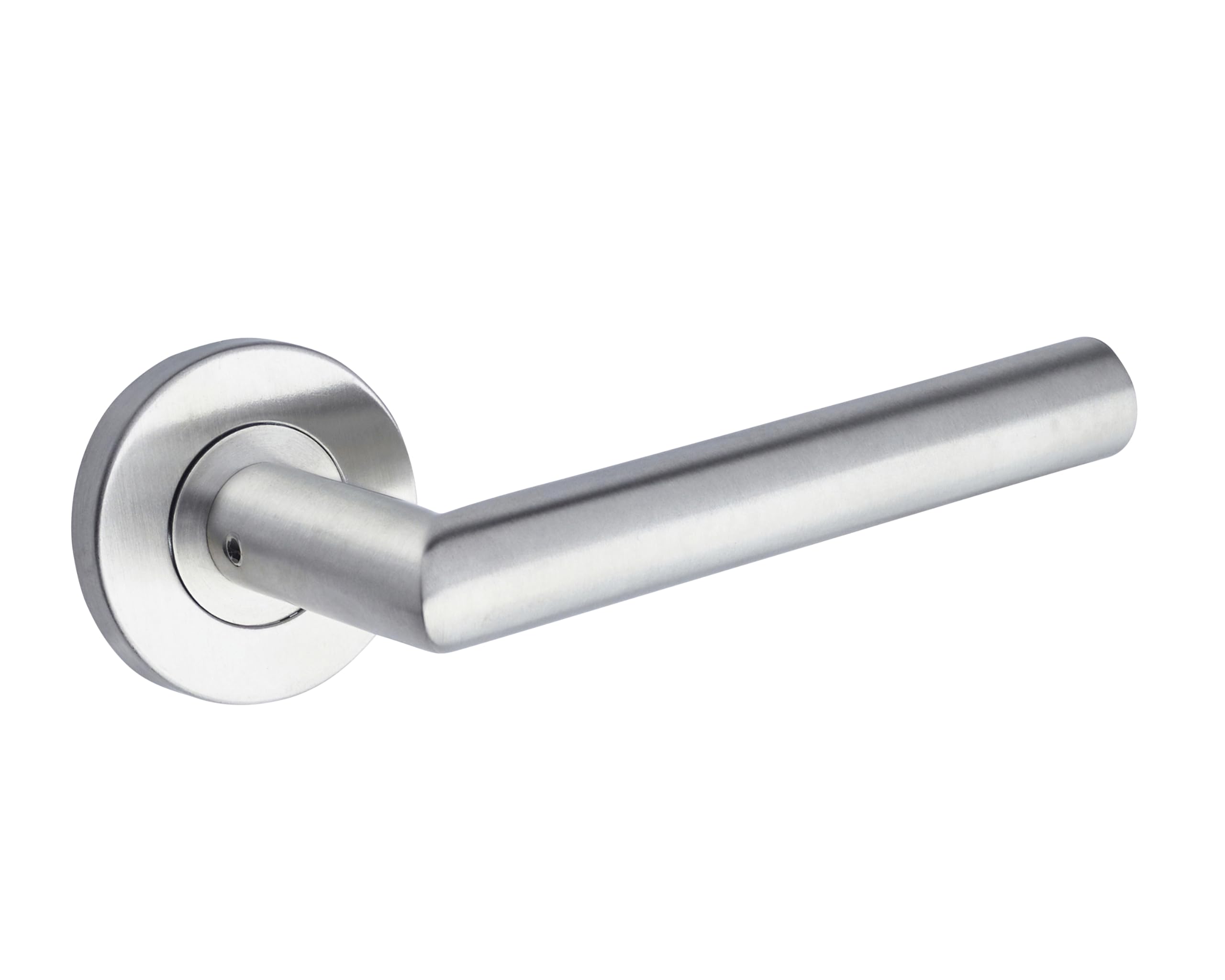 Yale Juego de manillas L 90 en acero inoxidable para puerta con pestillo de privacidad 35-S1L9-RRWC-88-3101, satinado, diseño moderno, apto para puertas interiores y exteriores