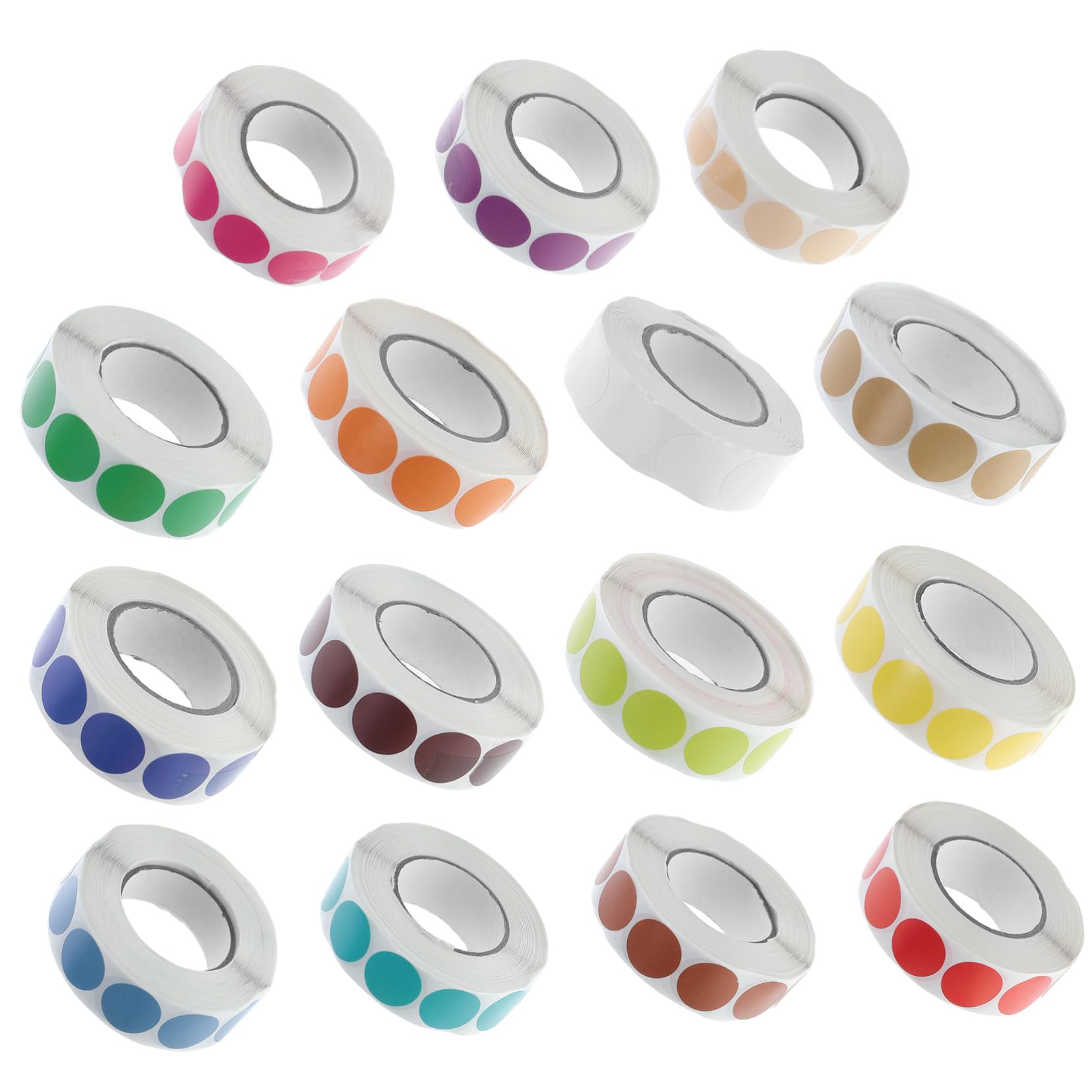 15 pezzi Adesivi Tondi Colorati Etichette Autoadesive Rotonde per Codifica Colore Etichettatura Alimenti Progetti Scolastici e Ufficio Facili da Rimuovere e Riutilizzabili
