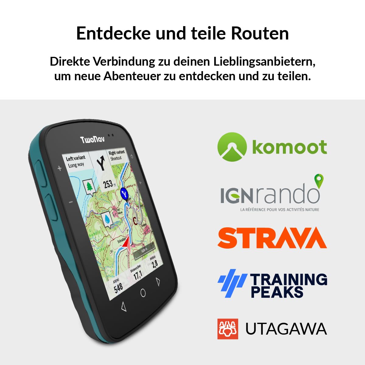 TwoNav Terra (64 GB) + Karte 1 Region Deutchland BKG Topo 1:25000, Outdoor GPS mit 3,7-Zoll-Breitbild für Berg, Wandern, MTB, Fahrrad oder Navigation