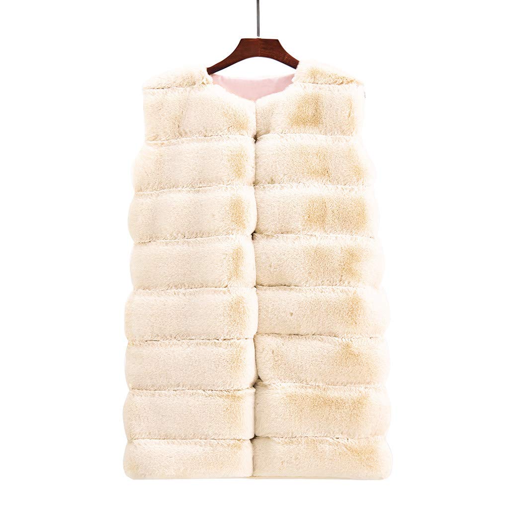 IQYU Gilet in pelliccia sintetica da donna, elegante, trapuntato, con cappuccio, in pelliccia, per autunno e inverno, caldo, in finta pelliccia