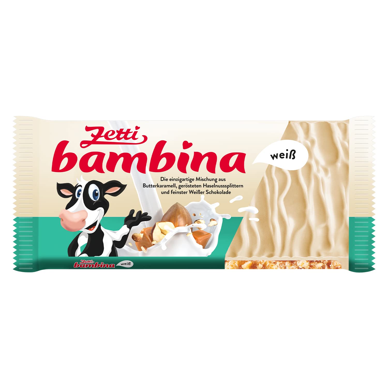 Zetti bambina weiße Schokolade mit Haselnuss und Karamell, 24er Pack (24 x 100 g) (Weiß, 24 Stück)