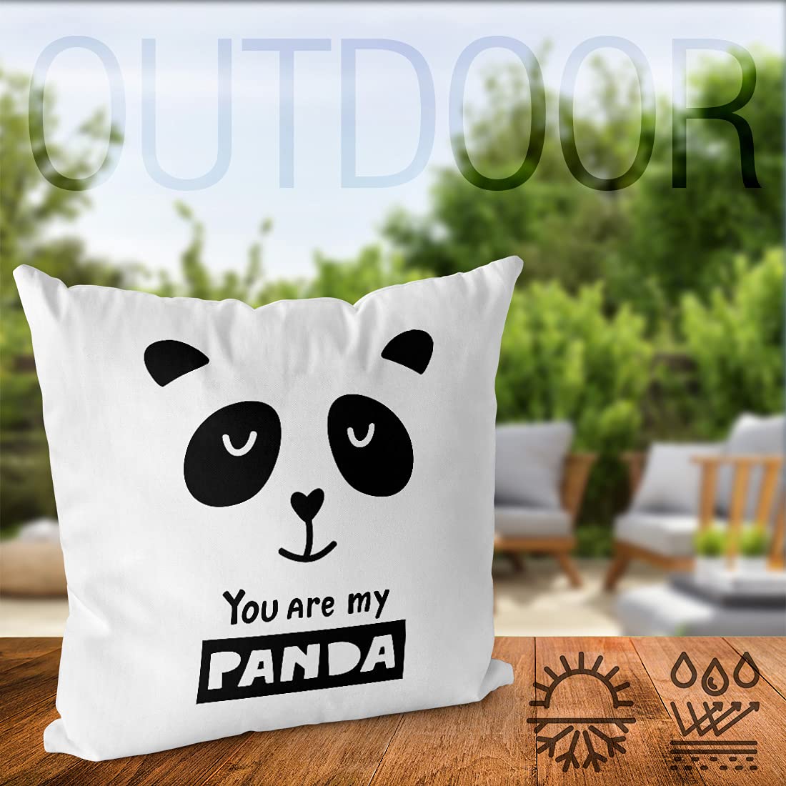 VOID Panda Kinder Cartoon Spruch Kissenbezug Kissenhülle Sofakissen Kissen Deko Outdoor-Kissen Dekokissen, Kissen Größe:60 x 60 cm