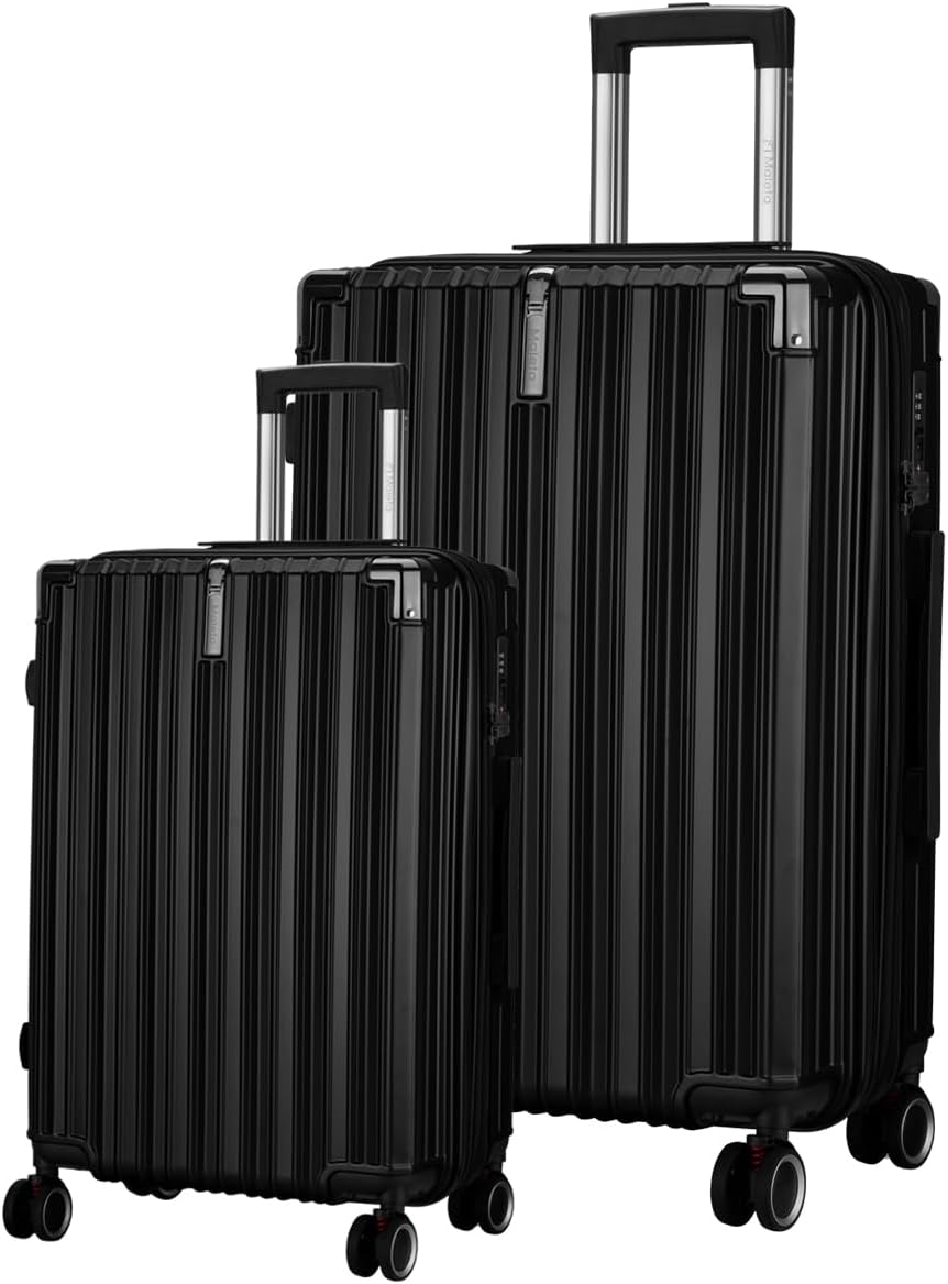 Maleta Nova Cabin and Large Size |20'' and 28''|Hardside,TSA Lock | Trolley Bag Set of 2 | Luggage Suitcase | Travel Bags for Travelling| Trolley Bags for Travel Combo (Black, Set of 2 (Small-Large))
