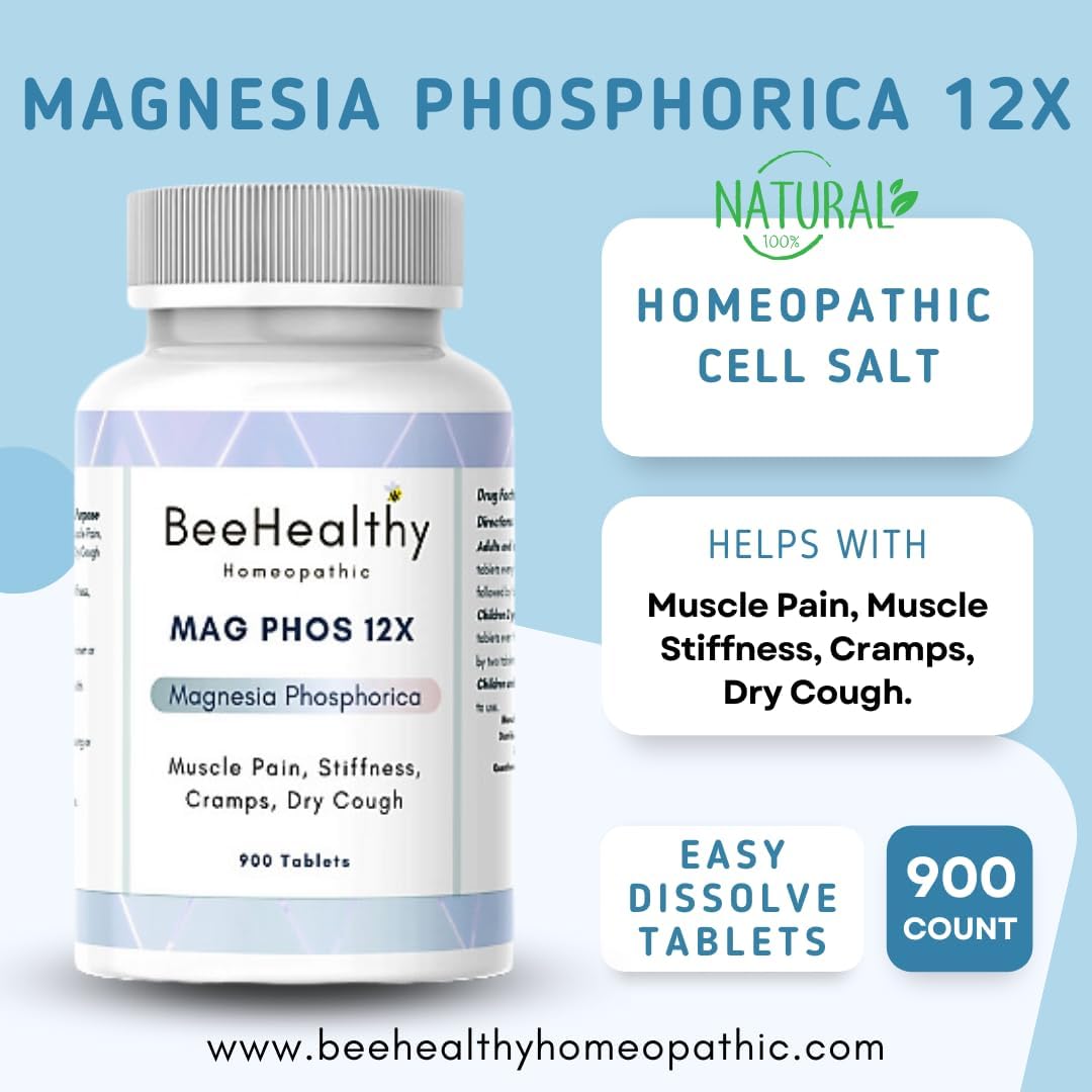 MAG PHOS 12X (Magnesia PHOSPHORICA) - Homeopathic Natural Tissue Salt for Menstrual Pain and Muscle Cramp Relief. Easy Dissolving Lactose Tablets.. 900 Tablets