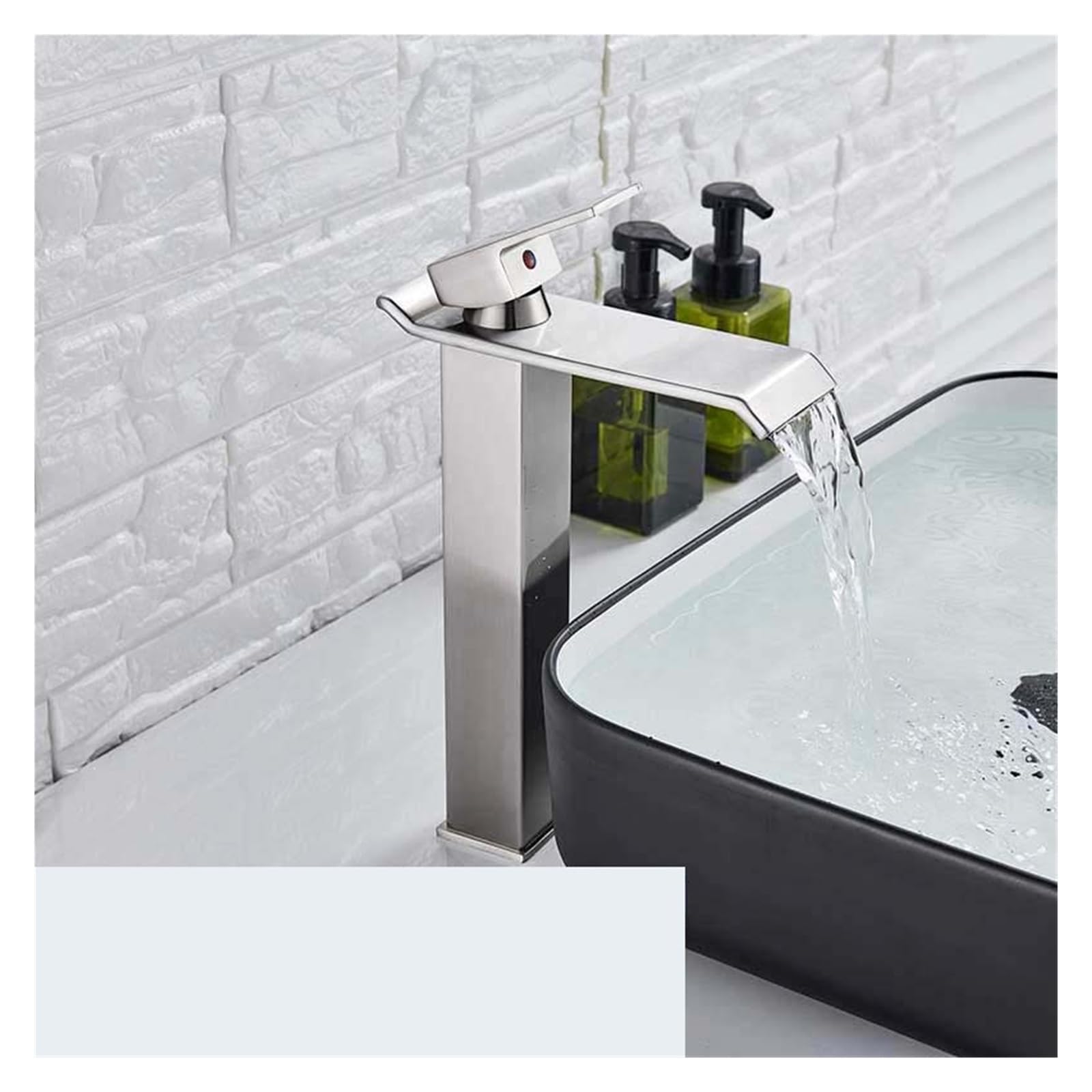 Grifo mezclador de baño con caño ancho anti-salpicaduras y monomando suave