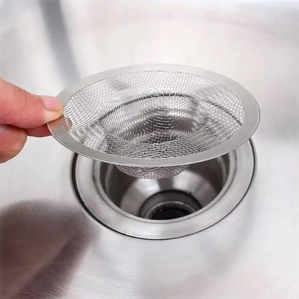 GSHLLO 10 Pcs Stainless Steel Drain Strainers Mesh Sink Drainers Metal Drain Covers Stoppers Basket Food Hair Catchers for Sink 7.2cm