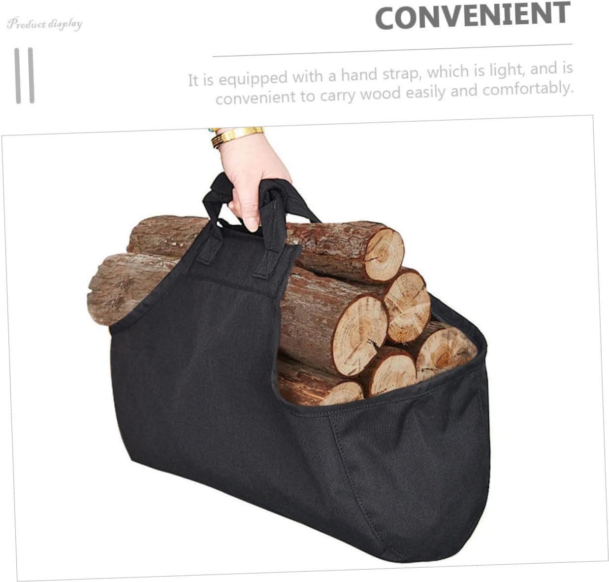 Levemolo 1pc Camping Canvas Bag Firewood Carrier Handles Outdoor Firewood Holder Storage Bag Reusable Tote