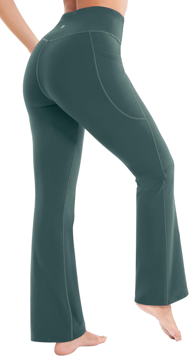 Heathyoga Fleece Lined Pants Women Yoga Pants with Pockets for Women Thermal Pants High Waist Flare Leggings for Winter - Image 2