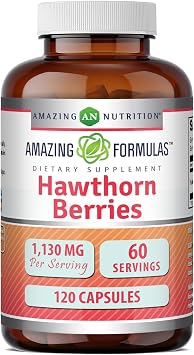 Amazing Formulas Hawthorn Berries | 1130 Mg per Serving Supplement | Capsules | Non-GMO | Gluten-Free | Made in USA 1 Pack | 120 Capsules