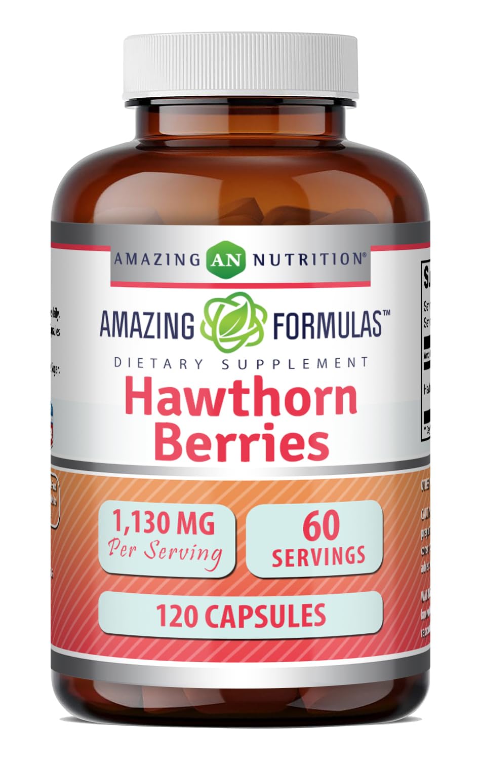 Amazing Formulas Hawthorn Berries | 1130 Mg per Serving Supplement | Capsules | Non-GMO | Gluten-Free | Made in USA (1 Pack | 120 Capsules)