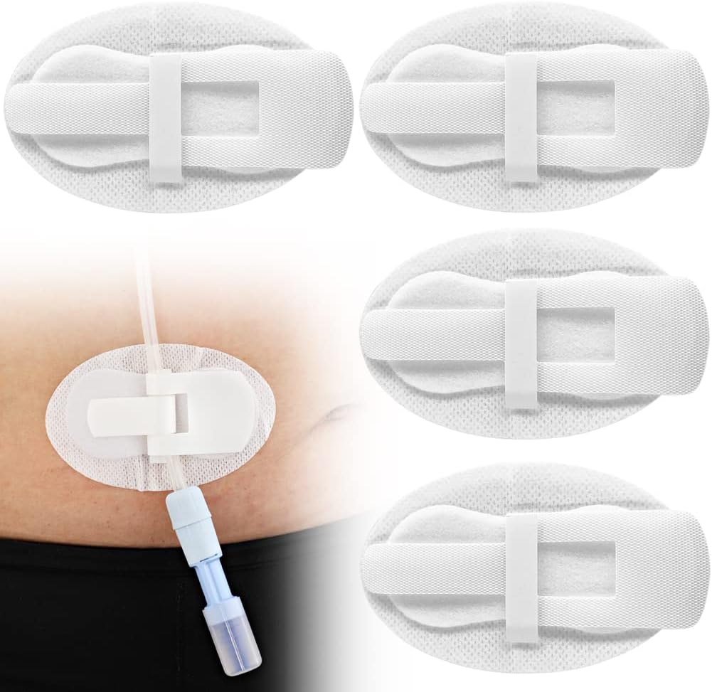 Feeding Tube Cover Catheter Fixiation J Peg Tubing Pads Supplies, Foley Drain Tubing Adhesive Patch Peritoneal Dialysis Stickers Stabilization Device Accessories(Pack of 10)